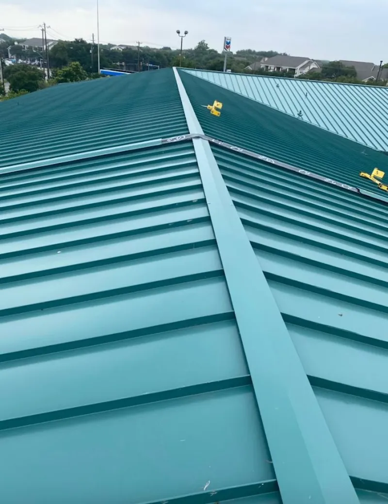 Green commercial metal roof ridge and valley for Metal Roof Repair in Salt Lake City